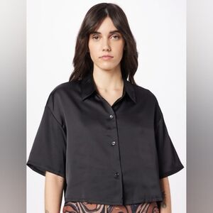 Abercrombie & Fitch Black Satin Button Down Shirt